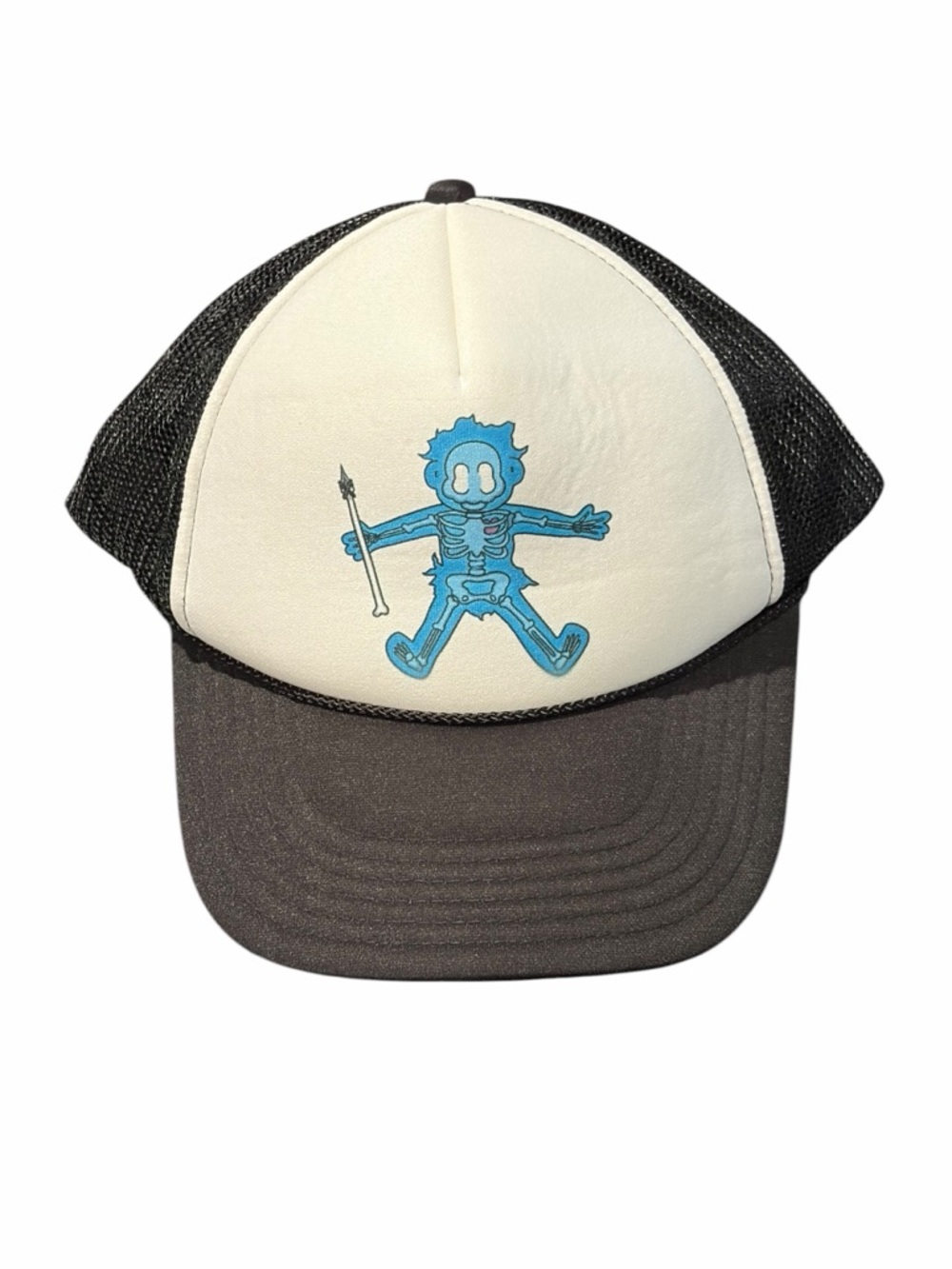 Otto Collection Trucker Hat Skeleton Graphic Snapback Black White Cap